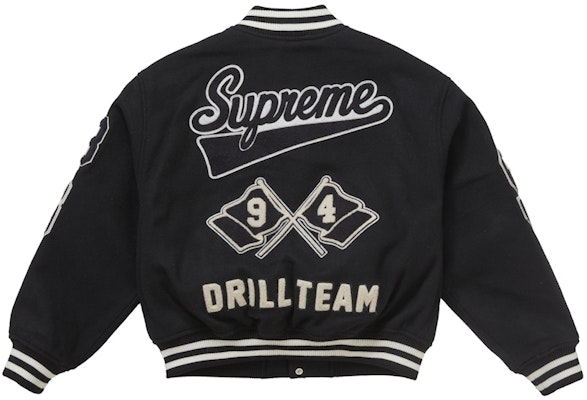 Supreme Drill Team Varsity Jacket Hitam Lookbook Supreme Drill Team Varsity Jacket Hitam