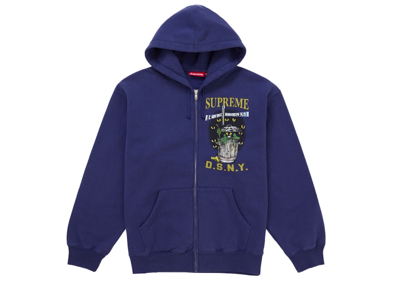 Supreme DSNY Zip Up Hooded Sweatshirt Washed Navy