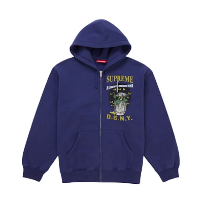 Supreme DSNY Zip Up Hooded Sweatshirt Washed Navy