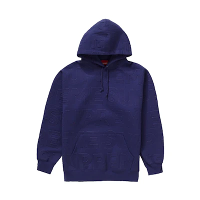 Supreme Embossed Logos Hooded Sweatshirt Washed Navy