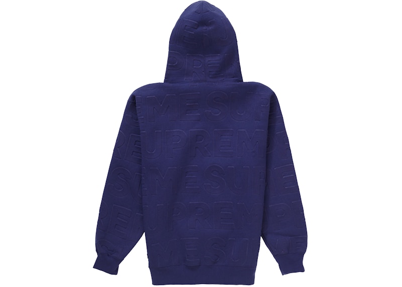 Order Supreme Embossed Logos Hooded Sweatshirt Washed Navy