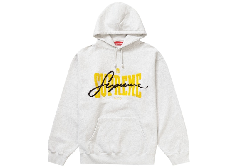 Buy Supreme Embroidered Chenille Hooded Sweatshirt 'Ash Grey'