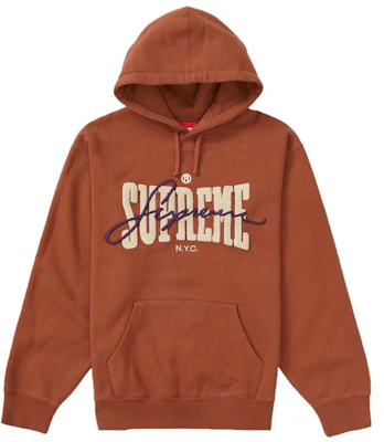 Supreme Embroidered Chenille Hooded Sweatshirt 'Brown' Buy Supreme Embroidered Chenille Hooded Sweatshirt 'Brown'