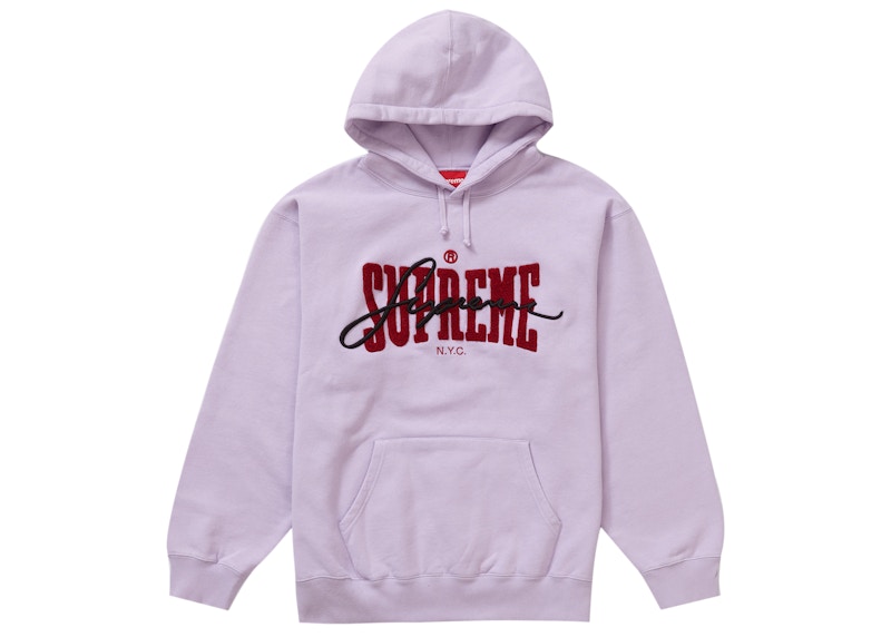 Supreme Embroidered Chenille Hooded Sweatshirt 'Pale Purple'