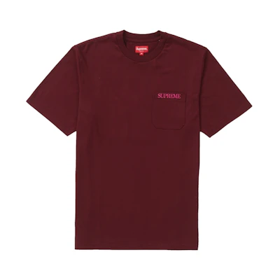 Supreme Embroidered Pocket Tee Burgundy