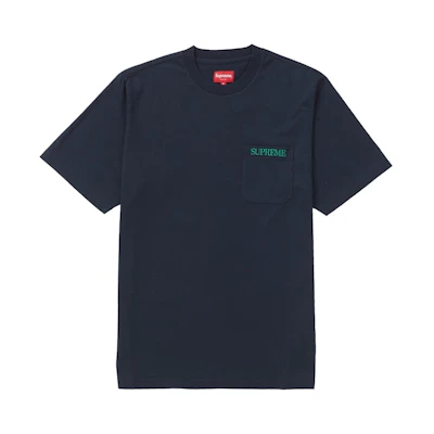 Supreme Embroidered Pocket Tee Navy