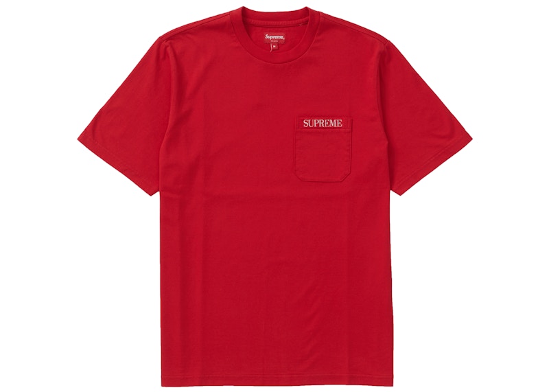 Supreme Embroidered Pocket Tee Red