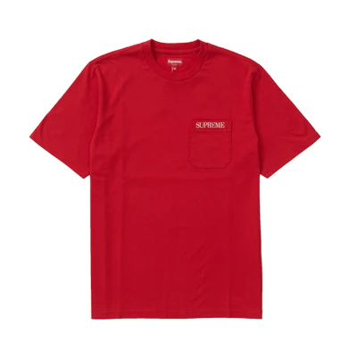 Supreme Embroidered Pocket Tee Red