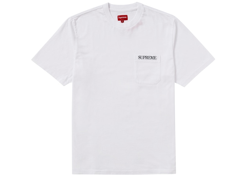 Buy Supreme Kaos Saku Bordir Putih