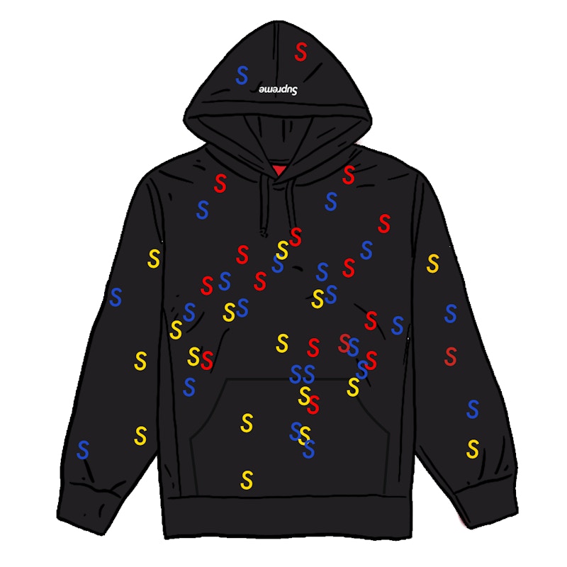 Supreme Embroidered S Hooded Sweatshirt Black