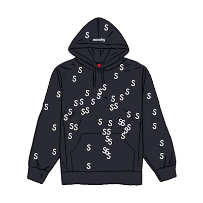 Supreme Embroidered S Hooded Sweatshirt Navy