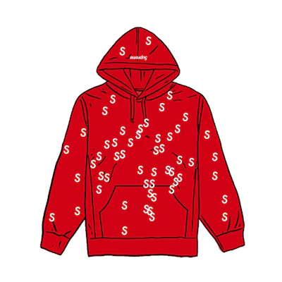 Supreme Embroidered S Hooded Sweatshirt Red