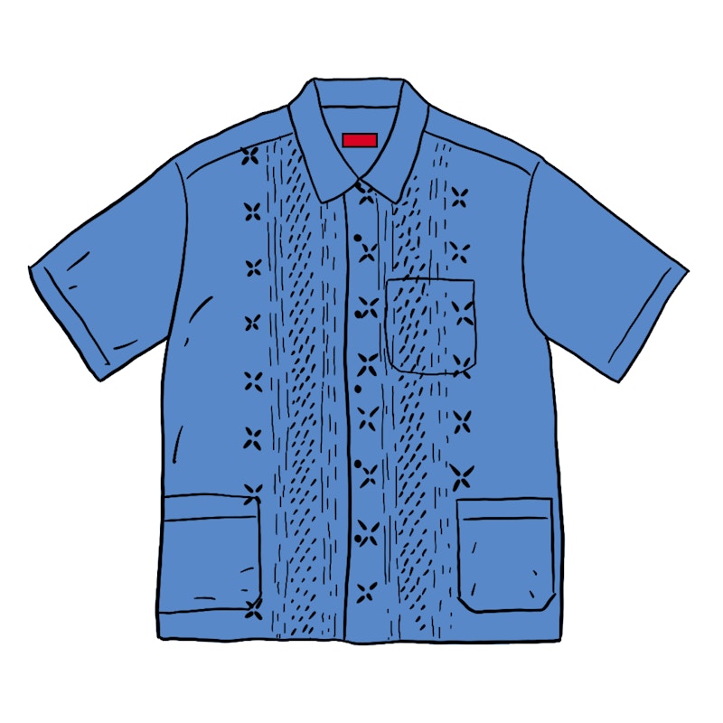 Buy Supreme 刺繡短袖襯衫 淺藍色