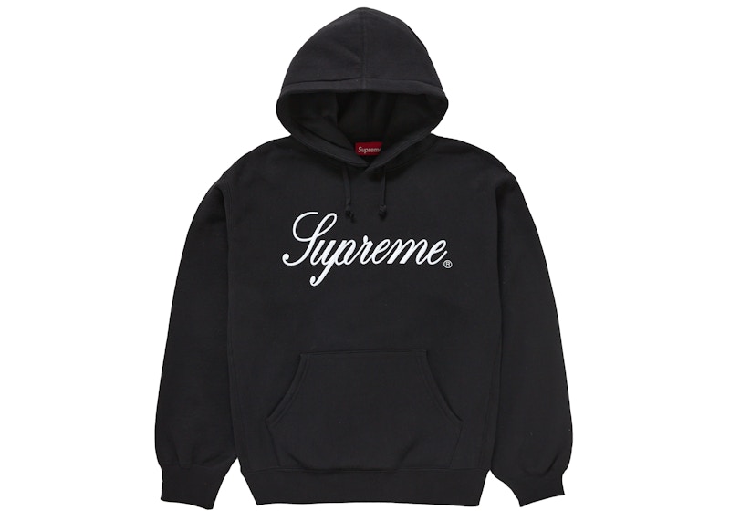 Supreme Embroidered Script Hooded Sweatshirt Black