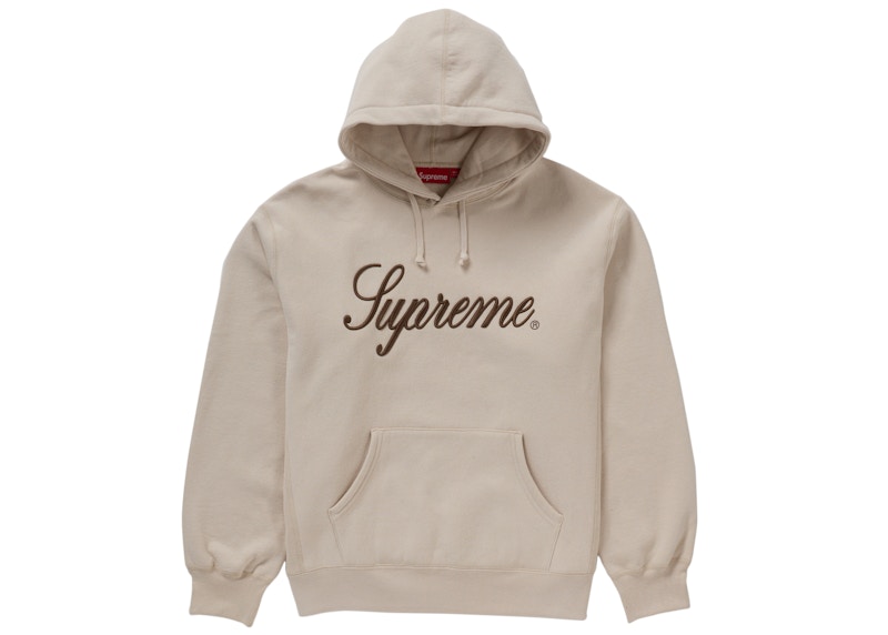 Supreme Embroidered Script Hooded Sweatshirt Natural