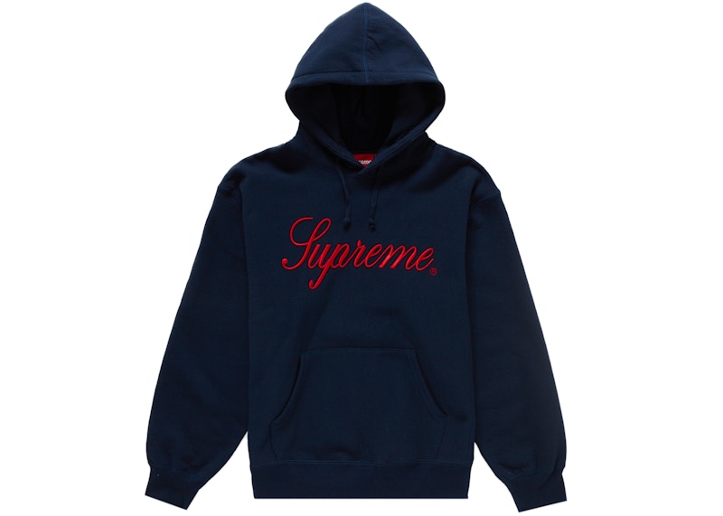 Supreme Embroidered Script Hooded Sweatshirt Navy