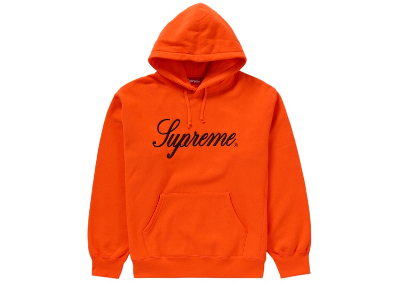 Buy Supreme Hoodie Script Bordir Warna Oranye