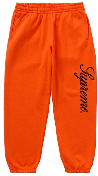 supreme-embroidered-script-sweatpant-orange