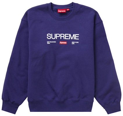 Supreme Sudadera Established Cuello Redondo Azul Lavado Buy Supreme Sudadera Established Cuello Redondo Azul Lavado