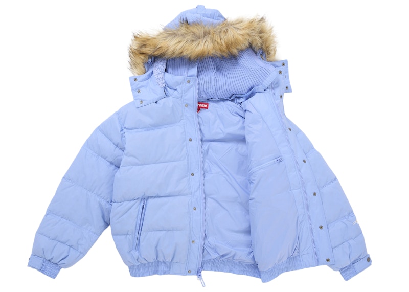 Lookbook Supreme Facemask Jaket Puffer 700-Fill Warna Biru Muda