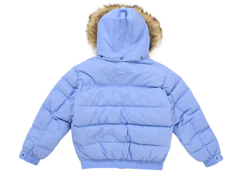 Shop Supreme Facemask Jaket Puffer 700-Fill Warna Biru Muda