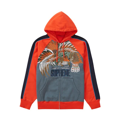 Supreme Falcon Raglan Zip Up Hooded Sweatshirt Slate
