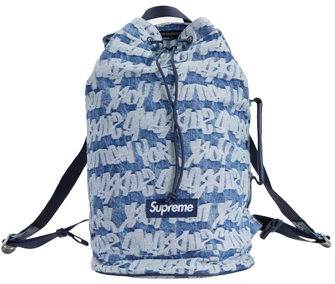 supreme-fat-tip-jacquard-denim-backpack-blue