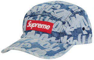 Supreme Fat Tip Jacquard Denim Camp Cap Blue Supreme Fat Tip Jacquard Denim Camp Cap Blue
