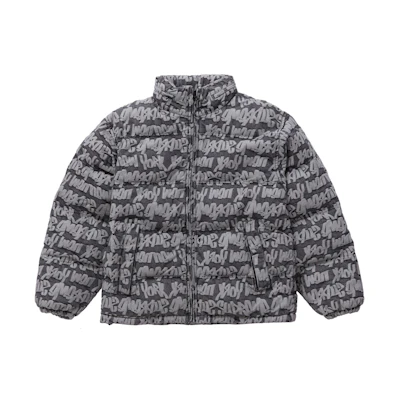Supreme Fat Tip Jacquard Denim Puffer Jacket Black