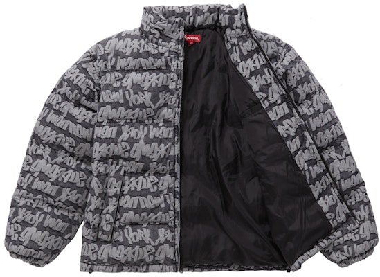 Supreme Fat Tip Jacquard Denim Puffer Jacket Black Order Supreme Fat Tip Jacquard Denim Puffer Jacket Black