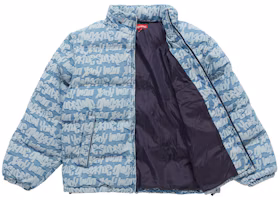 Order Supreme Fat Tip Jacquard Denim Puffer Jacket Blue