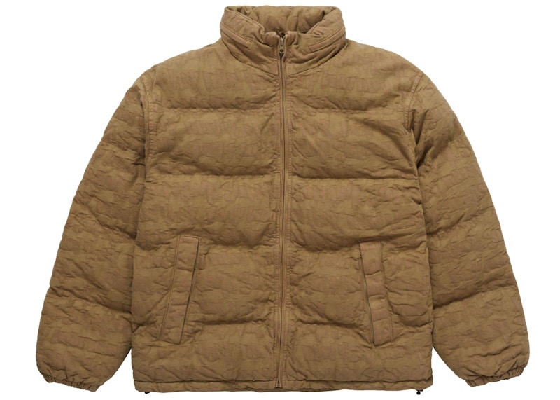 Supreme Fat Tip Jacquard Denim Puffer Jacket Olive