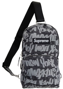 Supreme Fat Tip Jacquard Denim Sling Bag Hitam Buy Supreme Fat Tip Jacquard Denim Sling Bag Hitam