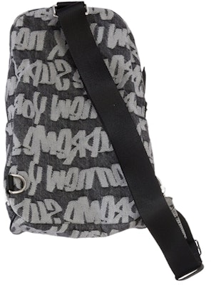 Supreme Fat Tip Jacquard Denim Sling Bag Black Order Supreme Fat Tip Jacquard Denim Sling Bag Black
