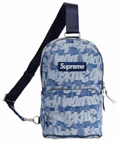 Supreme Fat Tip Jacquard Denim Sling Bag Blue Supreme Fat Tip Jacquard Denim Sling Bag Blue