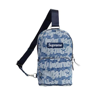 Supreme Fat Tip Jacquard Denim Sling Bag Blue