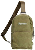 Supreme Fat Tip Jacquard Denim Sling Bag Olive Supreme Fat Tip Jacquard Denim Sling Bag Olive