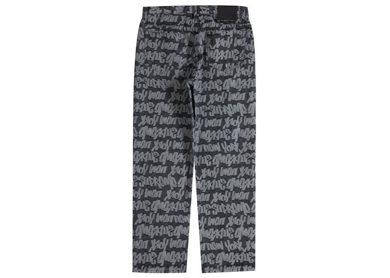 Order 至尊加大尖端提花常規黑色牛仔褲