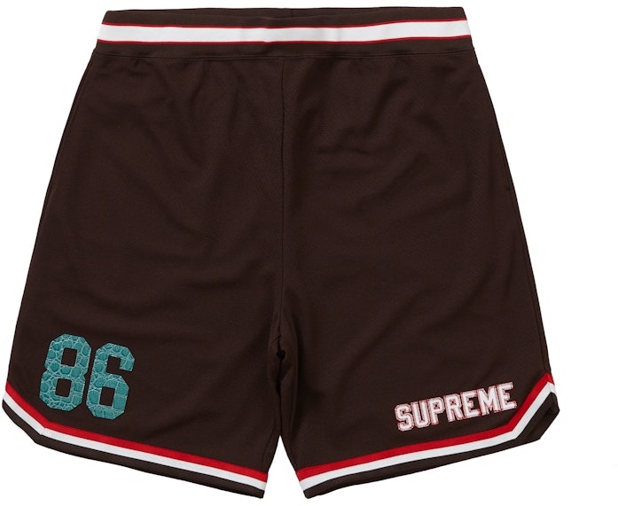 supreme-faux-croc-basketball-short-brown