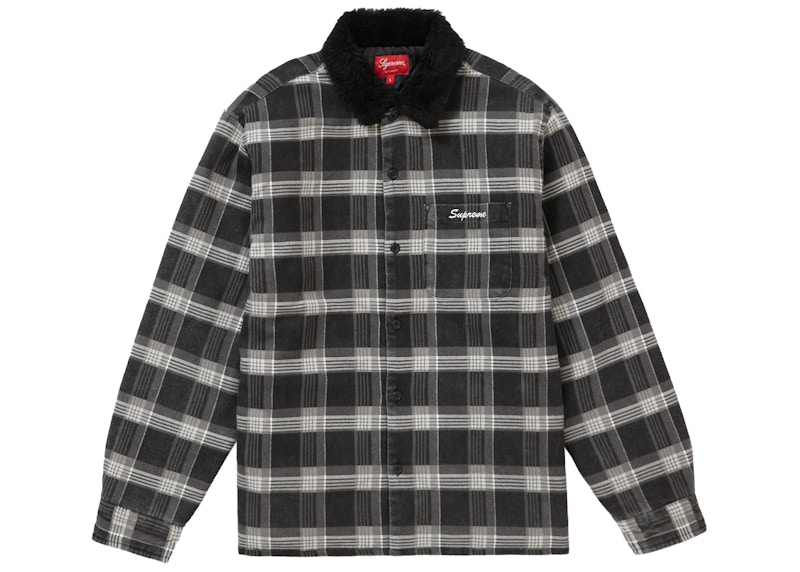 Supreme Faux Fur Collar Flannel Shirt Black