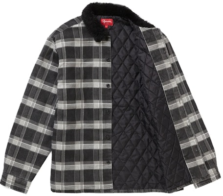 Supreme Faux Fur Collar Flannel Shirt Black Order Supreme Faux Fur Collar Flannel Shirt Black