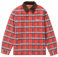Supreme Faux Fur Collar Flannel Shirt Red Supreme Faux Fur Collar Flannel Shirt Red