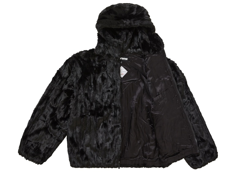 Supreme Faux Fur Hooded Jacket Black 圖 2