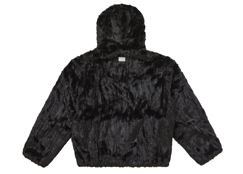 Supreme Faux Fur Hooded Jacket Black 圖 3