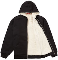 Order 黑色Supreme仿皮毛內裏拉鍊連帽運動衫