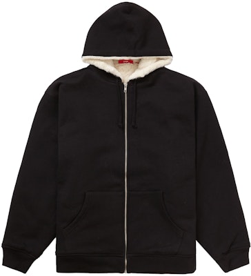 Supreme Faux Fur Lined Zip Up Hooded Sweatshirt Black - Novelship