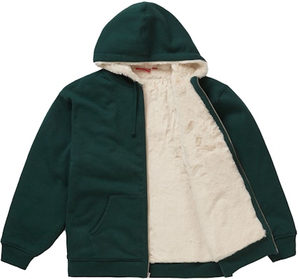 Supreme Faux Fur Lined Zip Up Hooded Sweatshirt Dark Green - Novelship