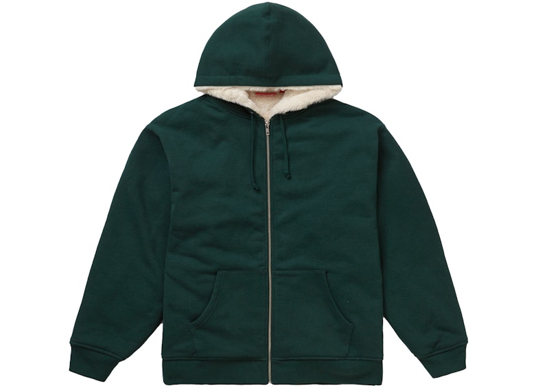 Lookbook シュプリーム 裏ファー ジップパーカー (ダークグリーン)
