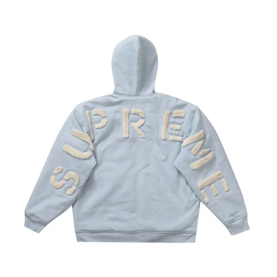 Supreme Faux Fur Lined Zip Up Hooded Sweatshirt Light Blue