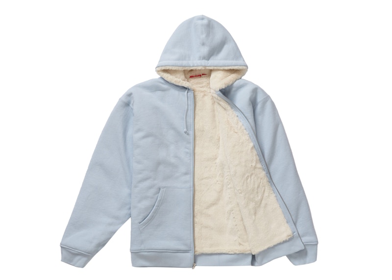 Supreme Faux Fur Lined Zip Up Hooded Sweatshirt Light Blue 圖 2